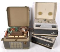 Three 1970s Grundig reel to reel portable tape recorders, comprising a TK14L, a TK17L and one more,