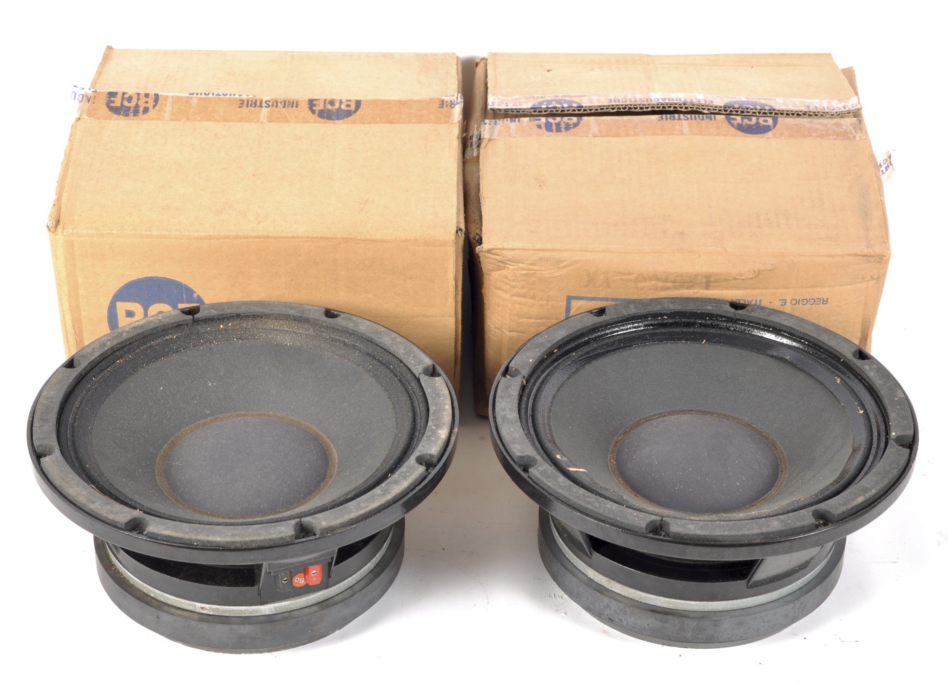 A pair of RCF speakers, model no. L10-750 Y, 26cm diameter