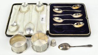 A set of six George V siver teaspoons b and other items