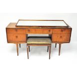 A mid-century Mcintosh dressing table with mirror, with original stool