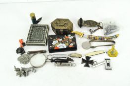 Canteen of EPNS fish knives, inlaid card cases, silver bangle, Metropolitan whistle and more