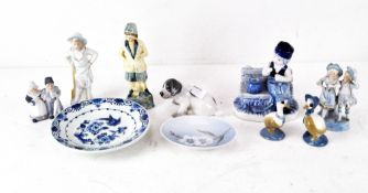 A selection of 20th Century ceramics, including a Conway model of a dog,