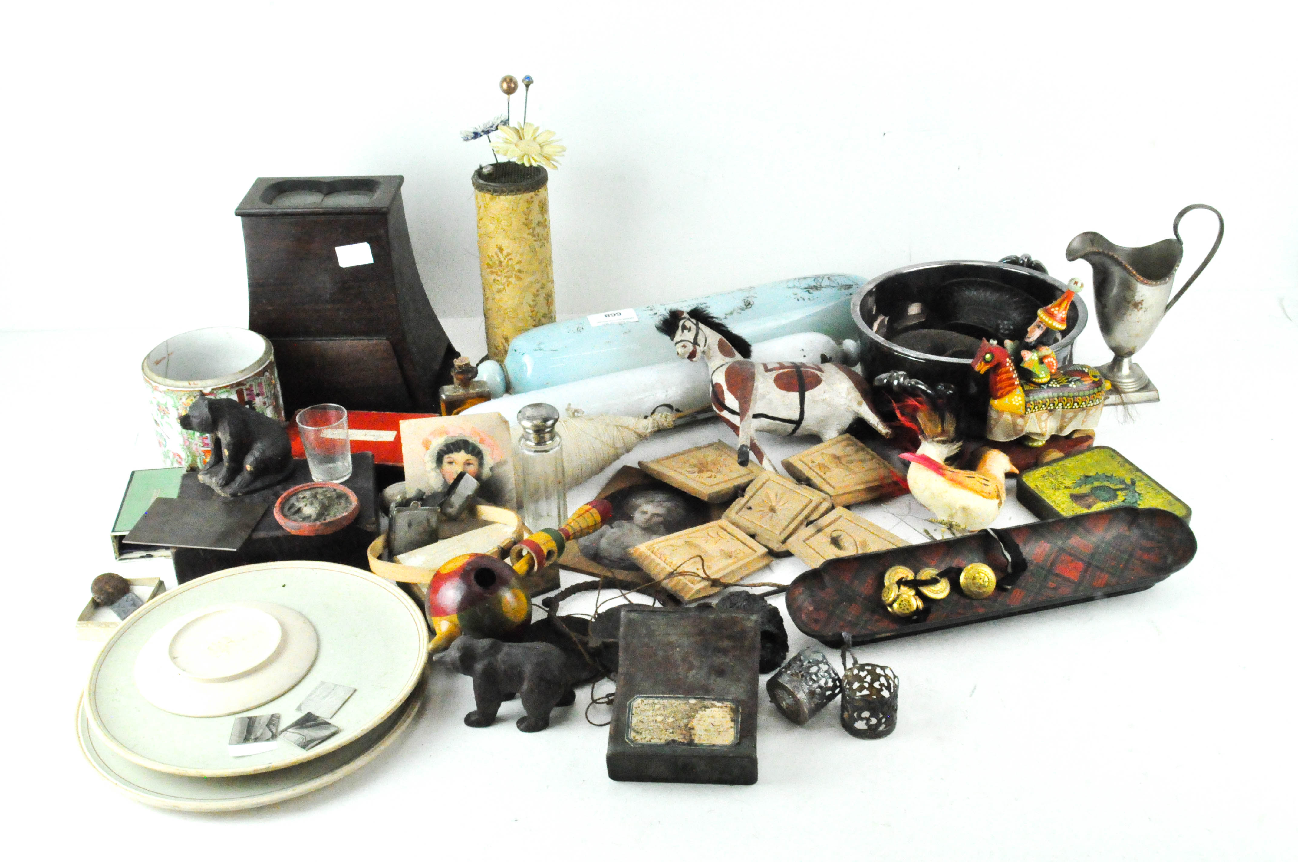 A parcel of curios and silver plated and other ceramics.