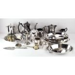 Selection of 19th & 20th Century silver plate, including teapots, coffee pots, dishes,