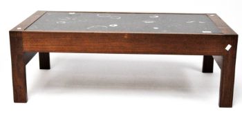 A 1960's coffee table with marble top, rectangular form,