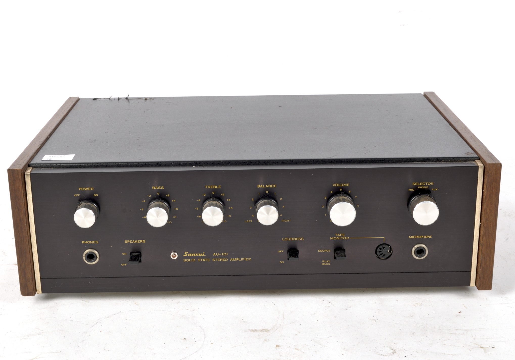 A Sansui Au-101 Solid State Stereo Amplifier, in part wooden veneered case,