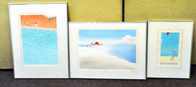 Three limited edition modern prints of summer scenes