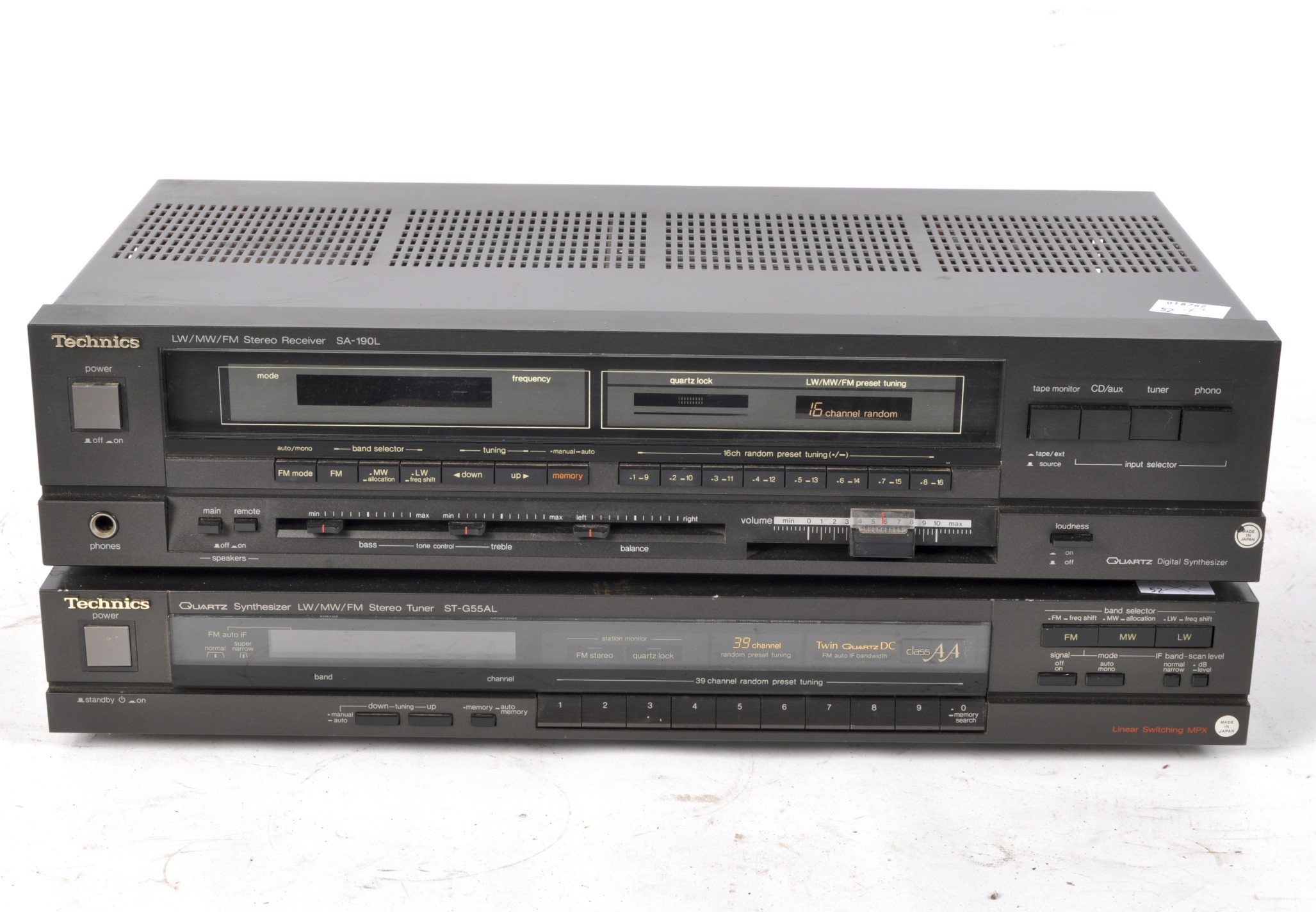 A Technics Stereo Receiver SA-190L, serial no, FD6612C119,