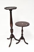 A 20th century jardiniere stand together with a small inlaid wine table