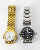 A Seiko Kinetic gents quartz wristwatch, 5M42-0H10, together with a Roamer quartz wristwatch