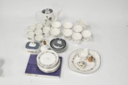 A Royal Doulton 'Pastorale' pattern part tea service and a Wedgwood coffee service