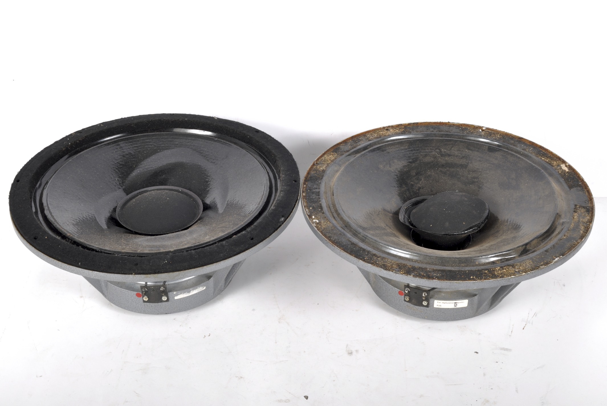 Two Goodman loudspeakers, each 15 inch, one bearing label for P/O 12689 39,