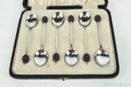 A cased set of six coffee spoons by William Suckling Ltd, hallmarked Birmingham 1933,