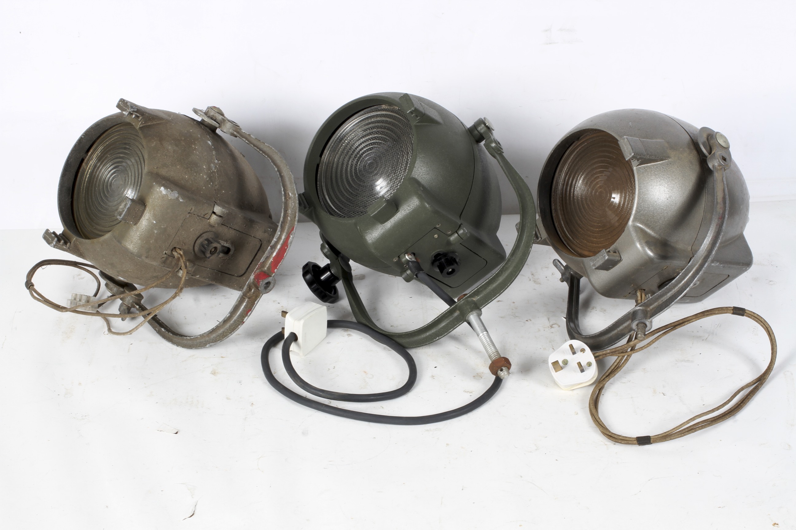 Three vintage Strand electric stage lights,