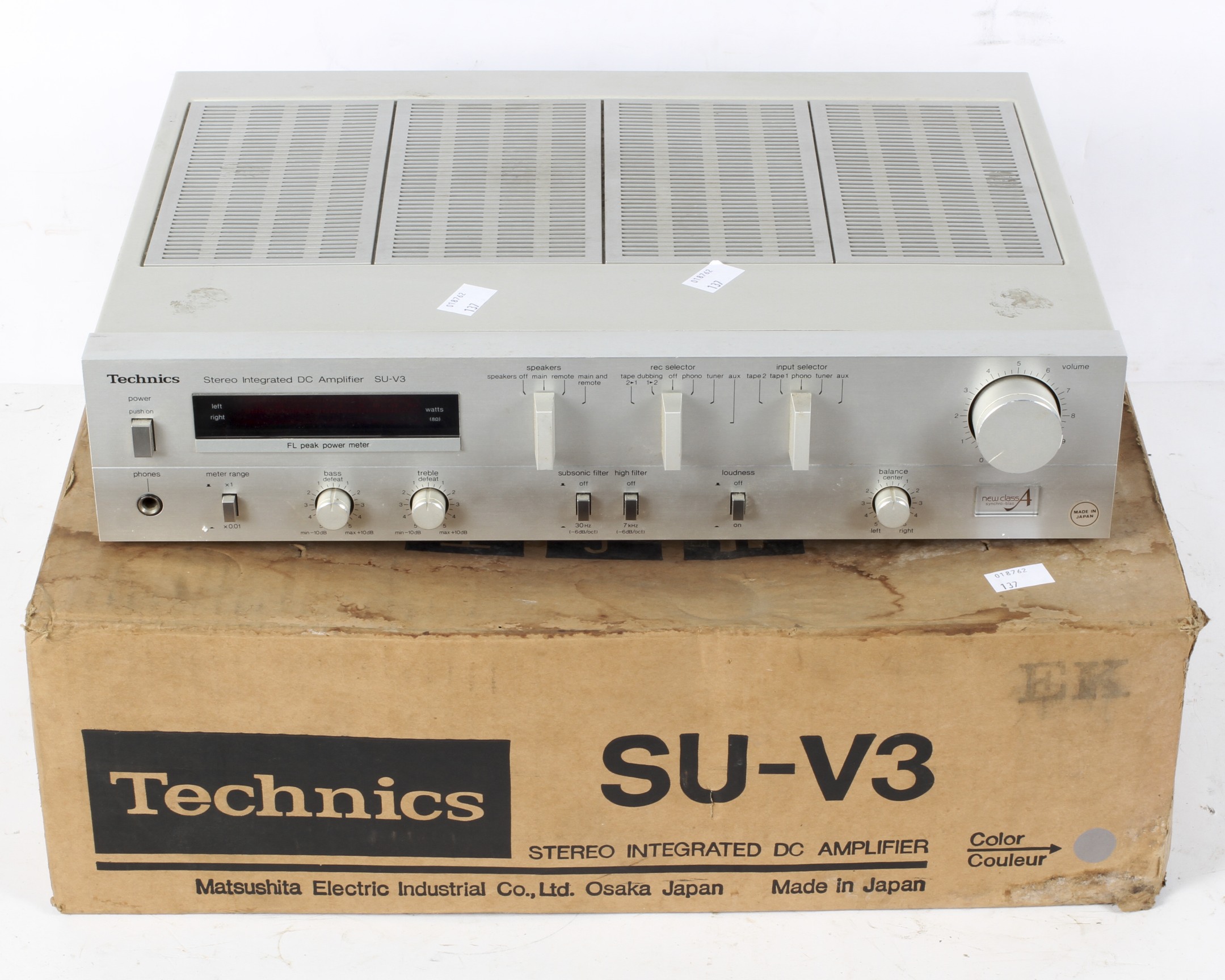 A Technics Stereo Integrated DC Amplifier SU-V3, serial no, AB1L08C034,
