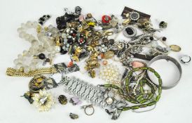 A selection of costume jewellery, comprising necklaces, pendants, earrings, bangles and more