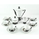 An Art Deco Sterling silver mounted porcelain tea set,
