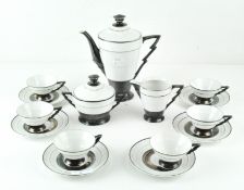 An Art Deco Sterling silver mounted porcelain tea set,