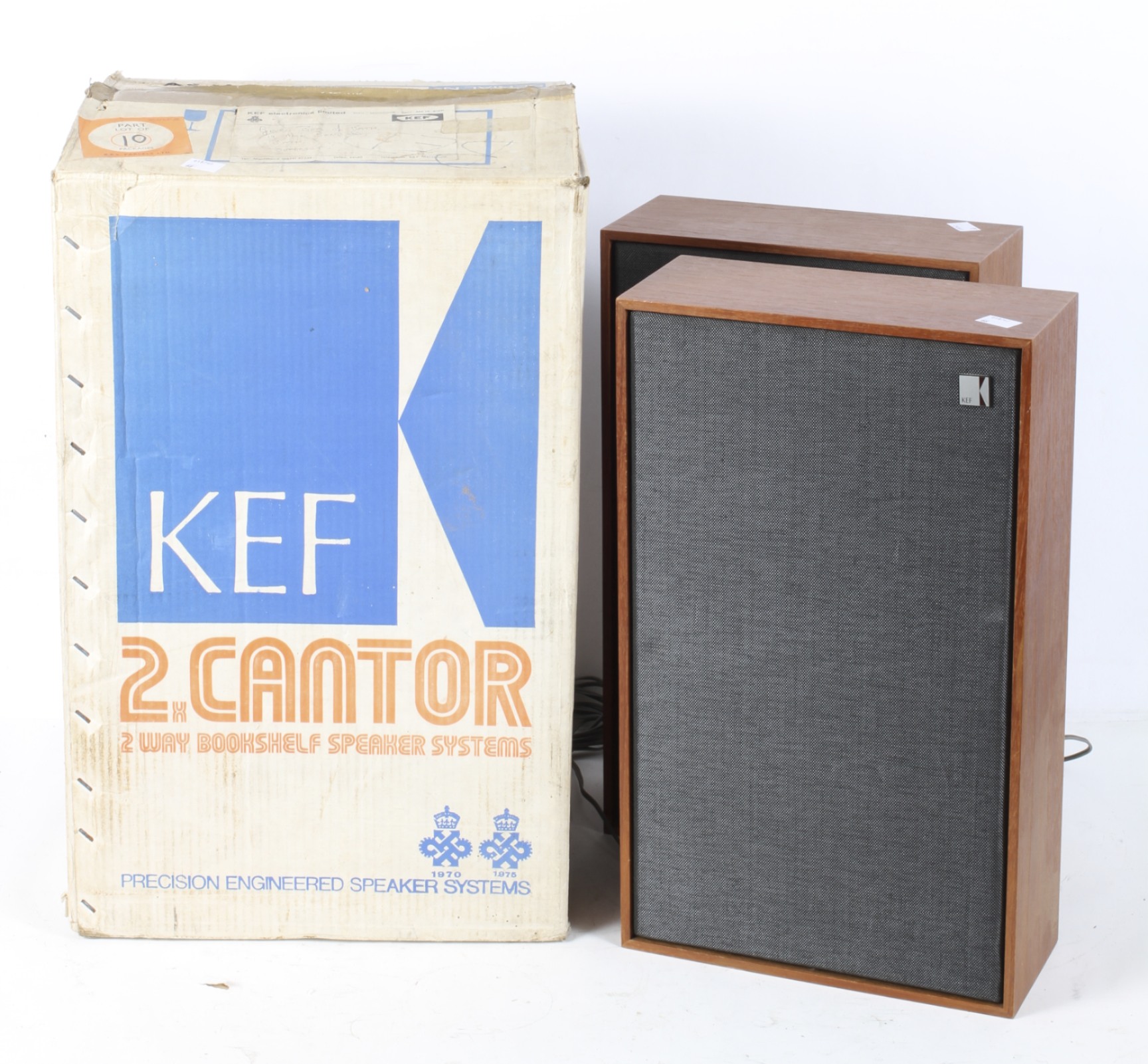 A pair of 1970's Kef Cantor speakers, series 21055, within wooden cases, 47cm x 28cm x 12cm, - Image 3 of 3