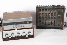 A Teac Model 2 Audio Mixer, 12596, together with a Leak Stereo 30 Plus and a Leak Delta AM-FM tuner