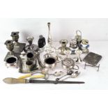 A selection of 19th & 20th Century silver plate, including a EPNS mustard pot, cigarette case,