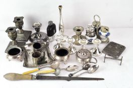 A selection of 19th & 20th Century silver plate, including a EPNS mustard pot, cigarette case,