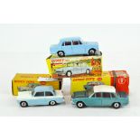 A Dinky Toys No. 189 Triumph Herald, light blue/white body, together with a No. 135 Triumph 2000