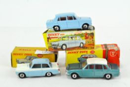 A Dinky Toys No. 189 Triumph Herald, light blue/white body, together with a No. 135 Triumph 2000