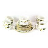 A Royal Doulton 'Larchment' pattern tea set, comprising six cups, saucers and side plate,