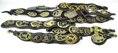 A large quantity of 20th Century horse brasses, featuring animals, plants and figures,