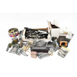 A large quantity of Hornby OO gauge accessories and track, including buildings, controllers,