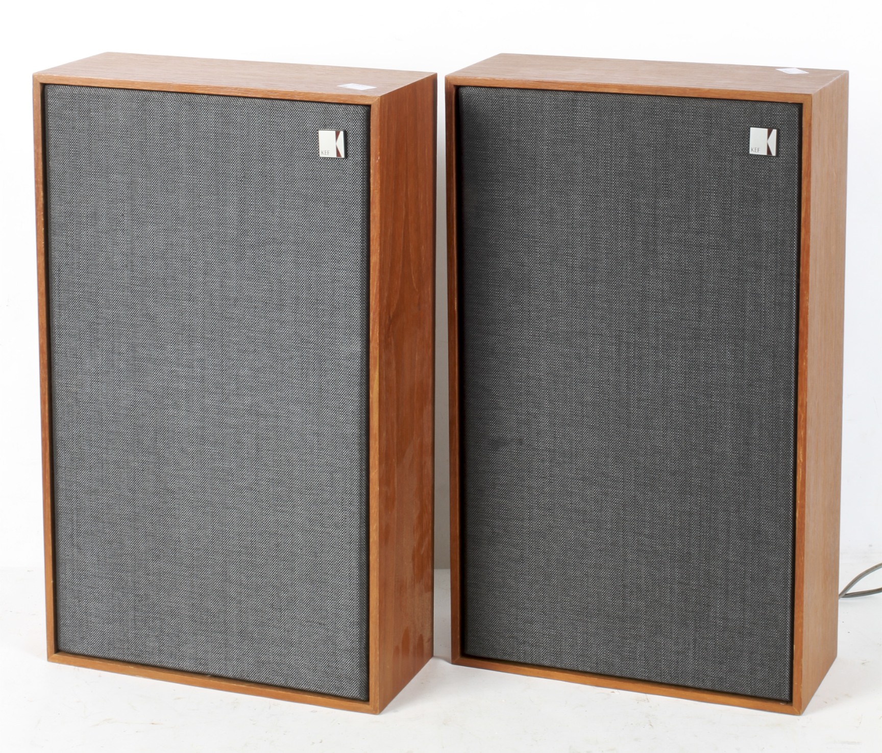 A pair of 1970's Kef Cantor speakers, series 21055, within wooden cases, 47cm x 28cm x 12cm,