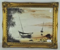 An oil on canvas of boats, signed lower left D. Teskey,