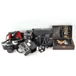 A collection of vintage cameras, including a Kodak Six-20 'Brownie' C, Kodak 304 and a Pentaflex SL,