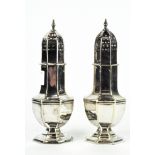 A pair of silver plated EPNS sugar casters,