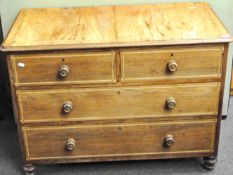 A 20th Century veneered chest of drawers, inlaid wooden details,
