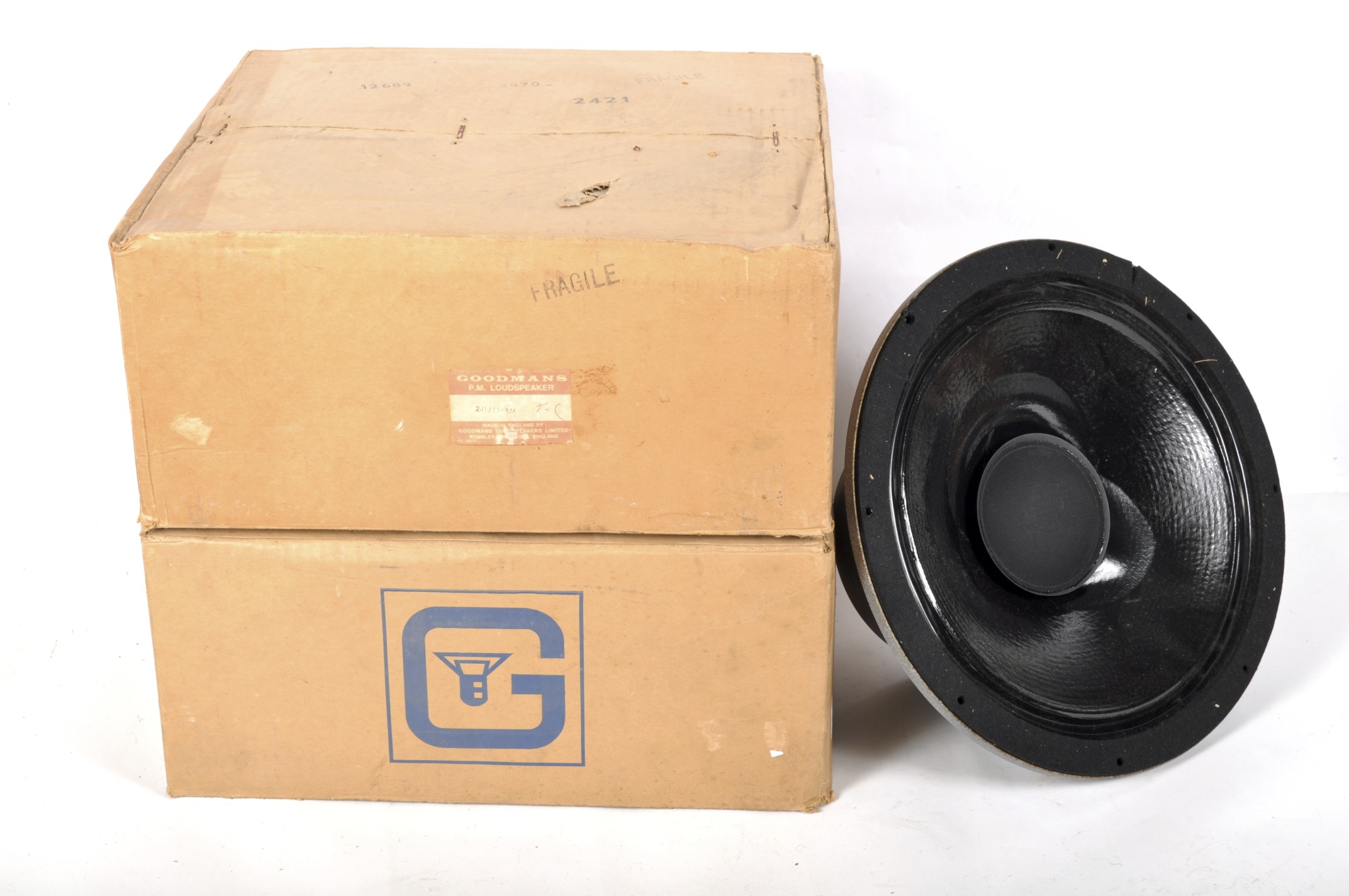 Two Goodman loudspeakers, Impedance 6 ohms, 15 inch, each bearing labels marked P/O 13524, - Image 4 of 4