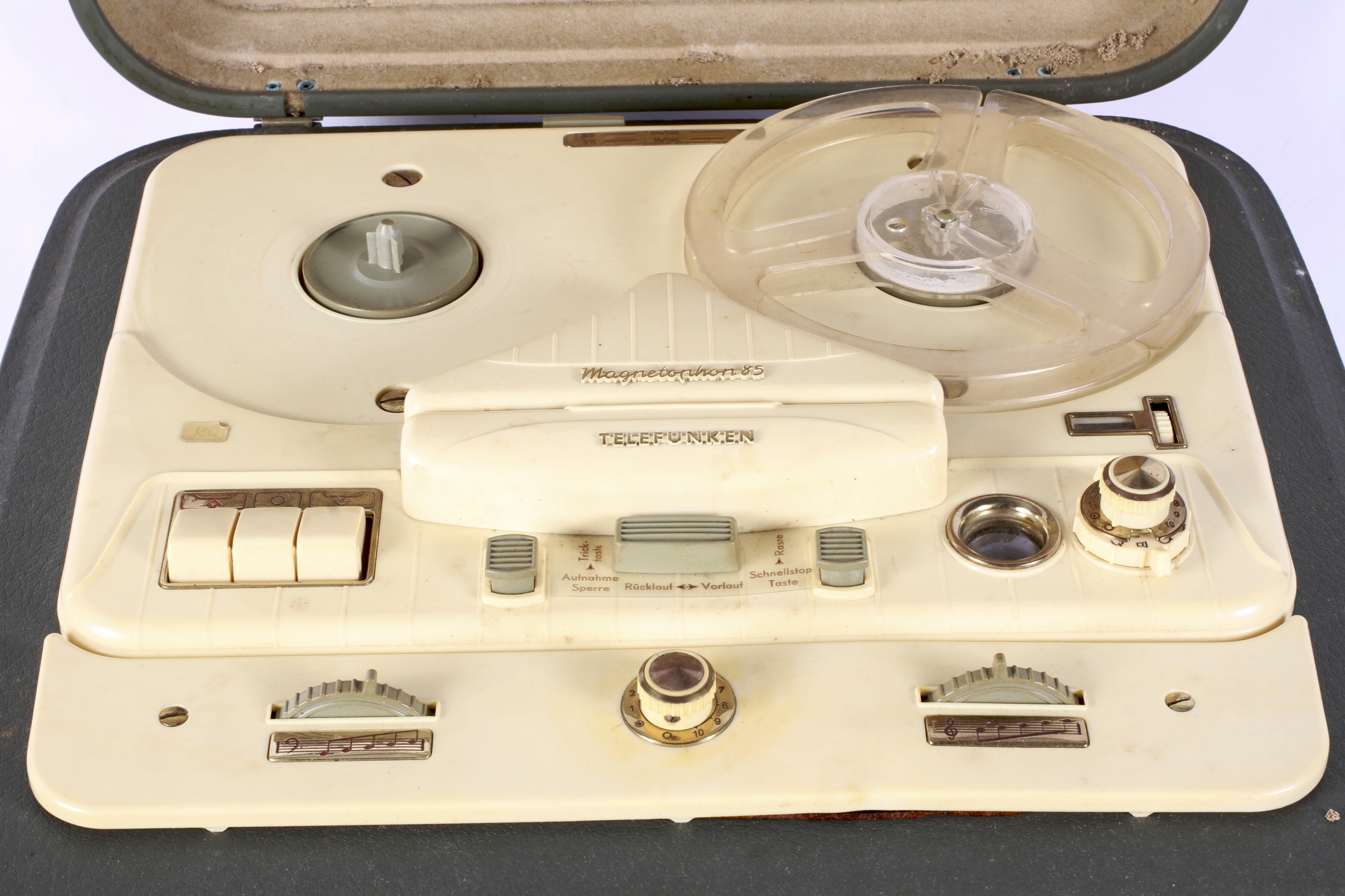 A Truvox RE-15 reel to reel tape recorder in green case, 39cm wide, - Image 2 of 4