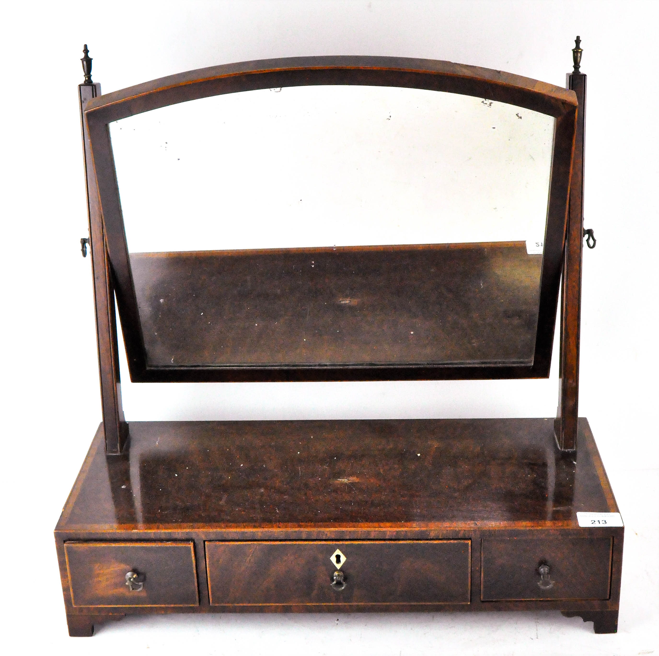 A late 19th/early 20th century mahogany dressing table swing mirror, together with jardiniere stand