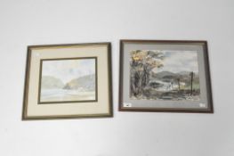 Two 20th century watercolours, both depicting river scenes, one signed to bottom right Roy Barber,