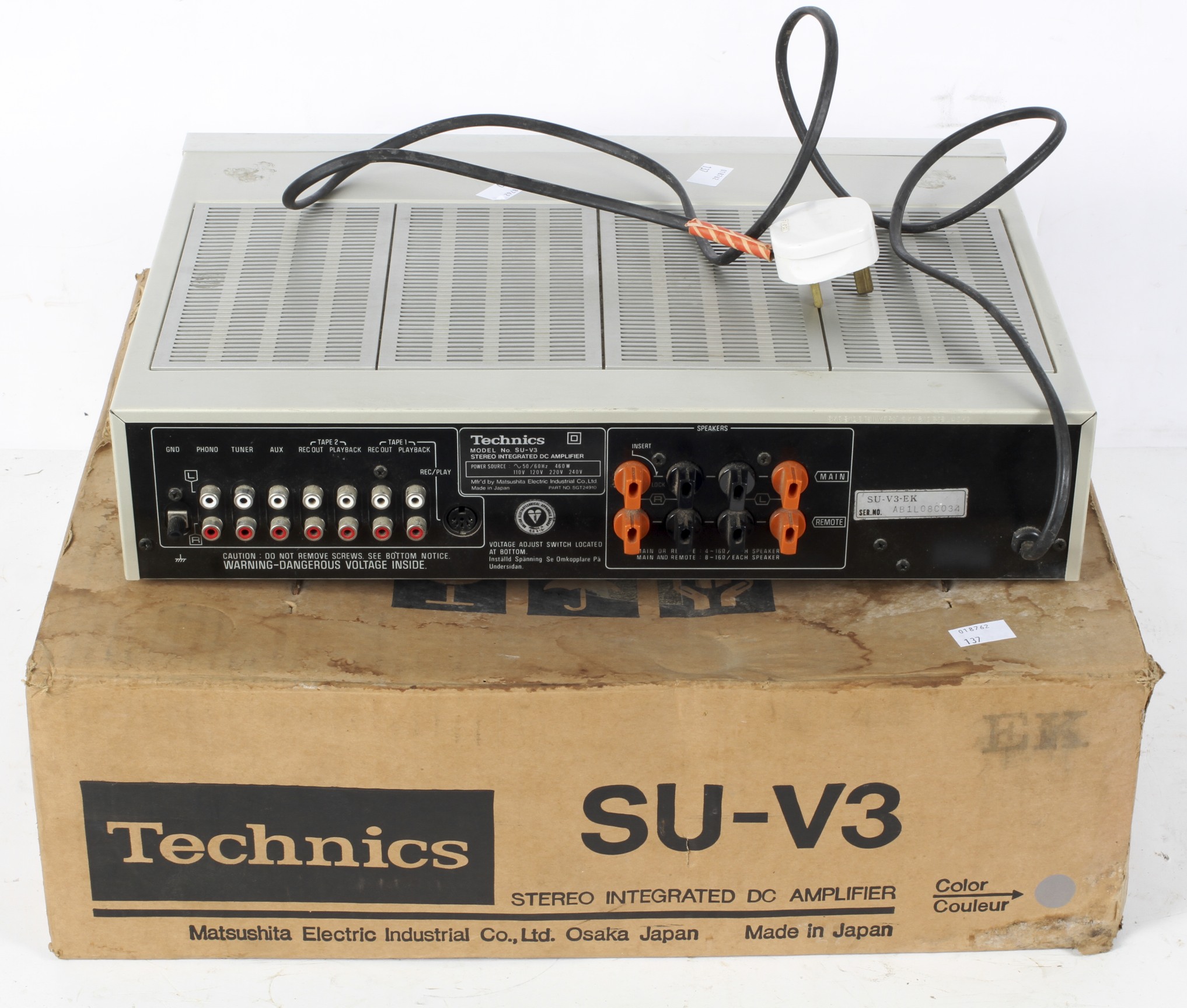 A Technics Stereo Integrated DC Amplifier SU-V3, serial no, AB1L08C034, - Image 2 of 2