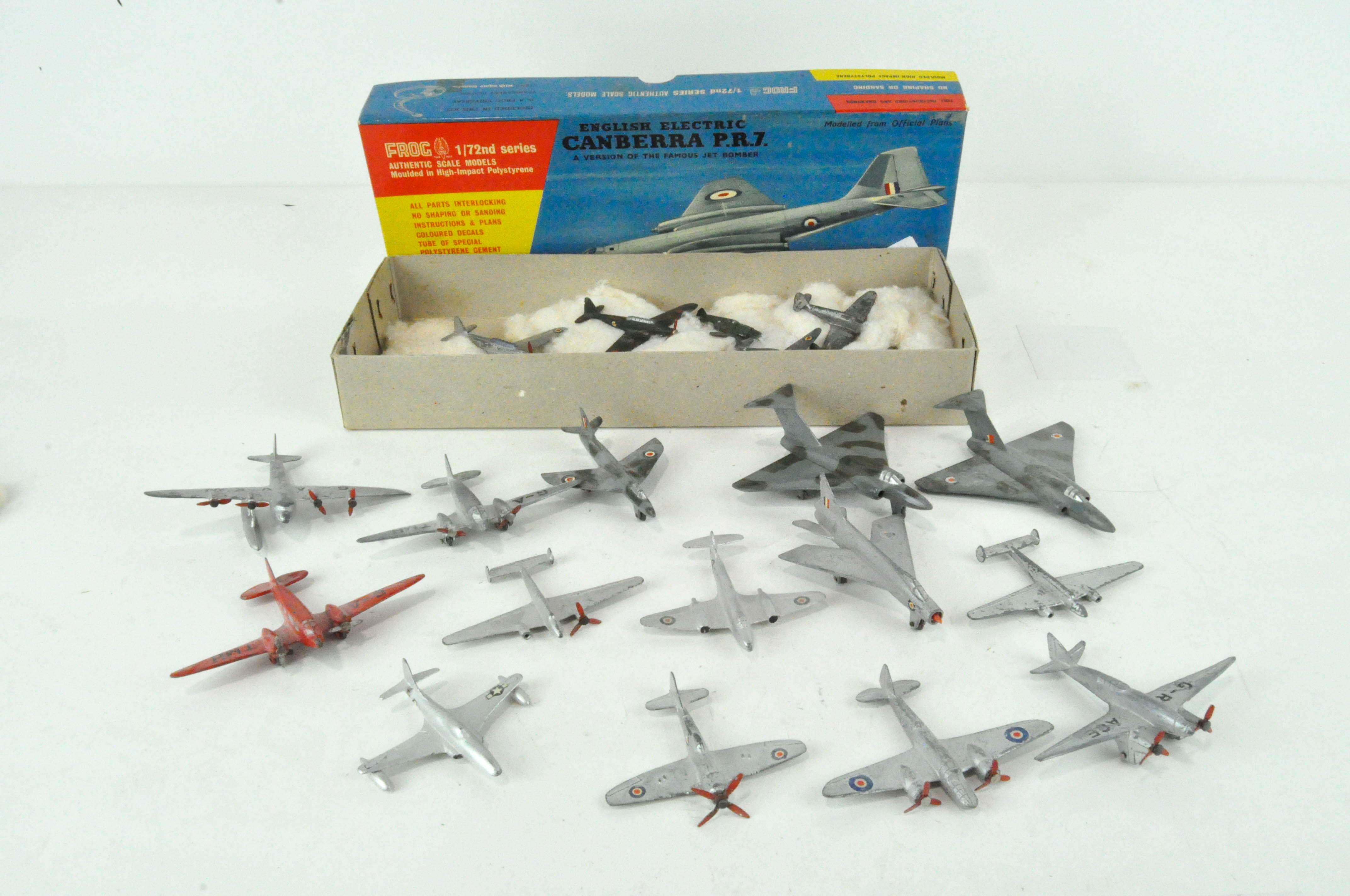 A collection of pre and post war Dinky aircraft, including a P.IB Lightning, Light aircraft