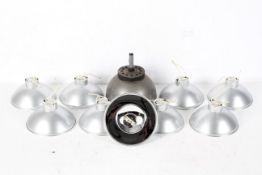 Eight Marrow chrome spotlights, diameter 17.5cm, together with another similar example,