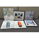 A group of contemporary pictures including three works on canvas,