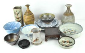 A collection of Oriental ceramics, including a contemporary Japanese blue and white bowl,