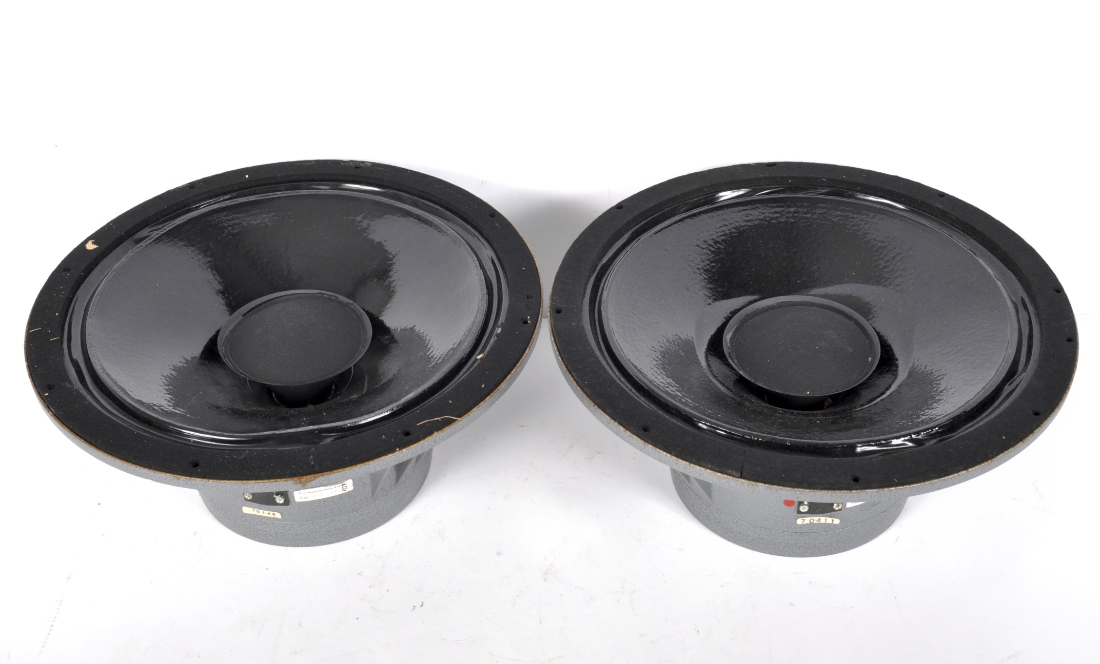 Two Goodman loudspeakers, both 6 ohms, one ref 12689, 70146, the other ref 3524, 70411,