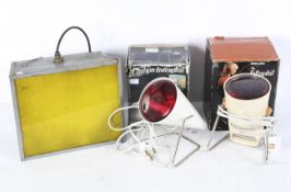 Two infrared lamps and a safelight filter, including: a Philips Infraphil lamp,