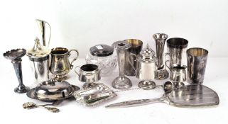 A collection of 19th & 20th Century silver plate, including a set of EPNS beakers, ash tray,