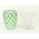 Two 20th Century glass vases,including a Venetian vase with green details, height 20cm,