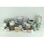 Three part tea services, comprising: an Extravagant Porcelain gilt ground part coffee service,